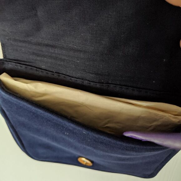 NEW WITHOUT TAGS AMANDA  SMITH  BLUE  VELVET DRESS PURSE - Picture 5 of 8